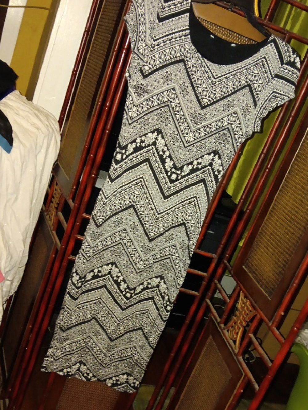 Black and White Chevron Maxi Dress - Women